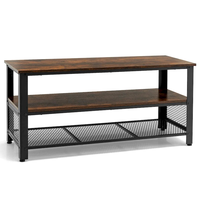 Wood TV Stand up to 50-inch Entertainment Center with Storage Shelves