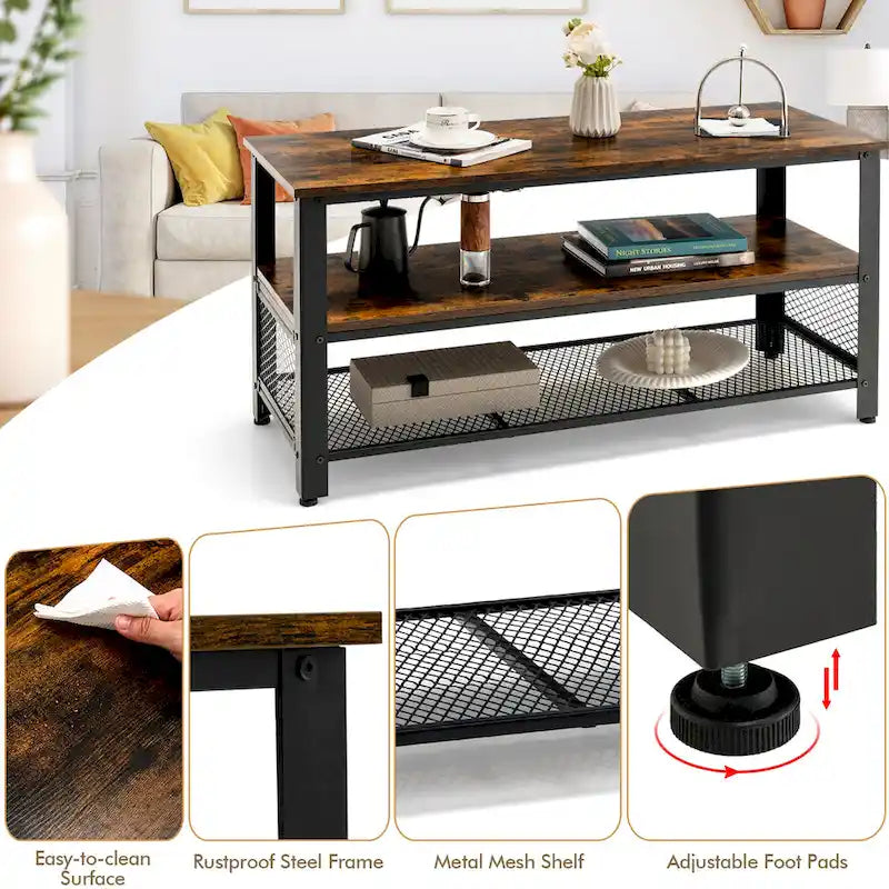 Wood TV Stand up to 50-inch Entertainment Center with Storage Shelves