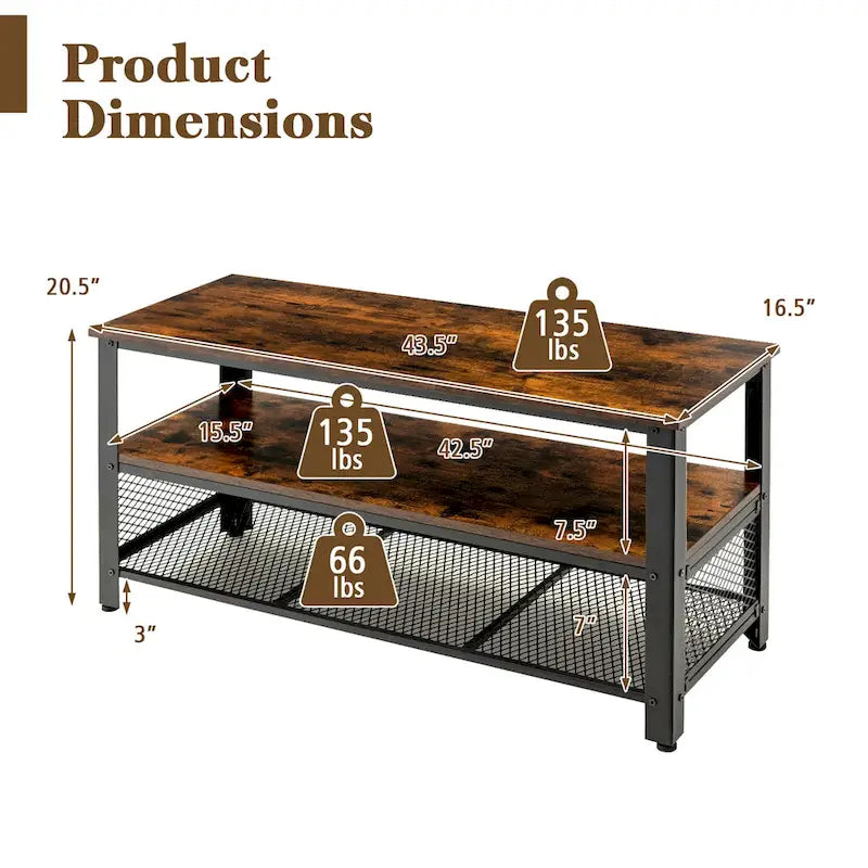 Wood TV Stand up to 50-inch Entertainment Center with Storage Shelves