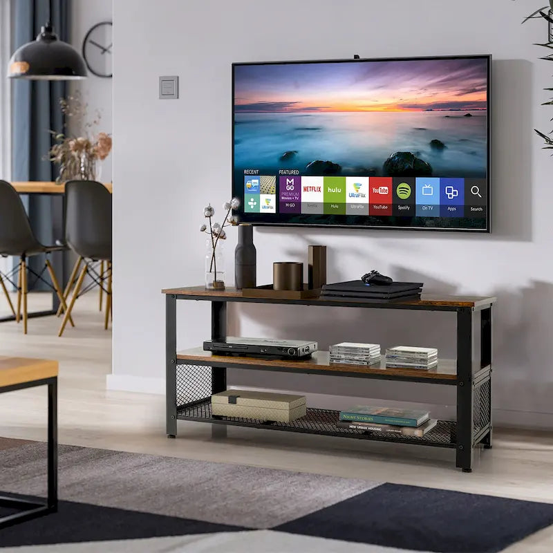 Wood TV Stand up to 50-inch Entertainment Center with Storage Shelves