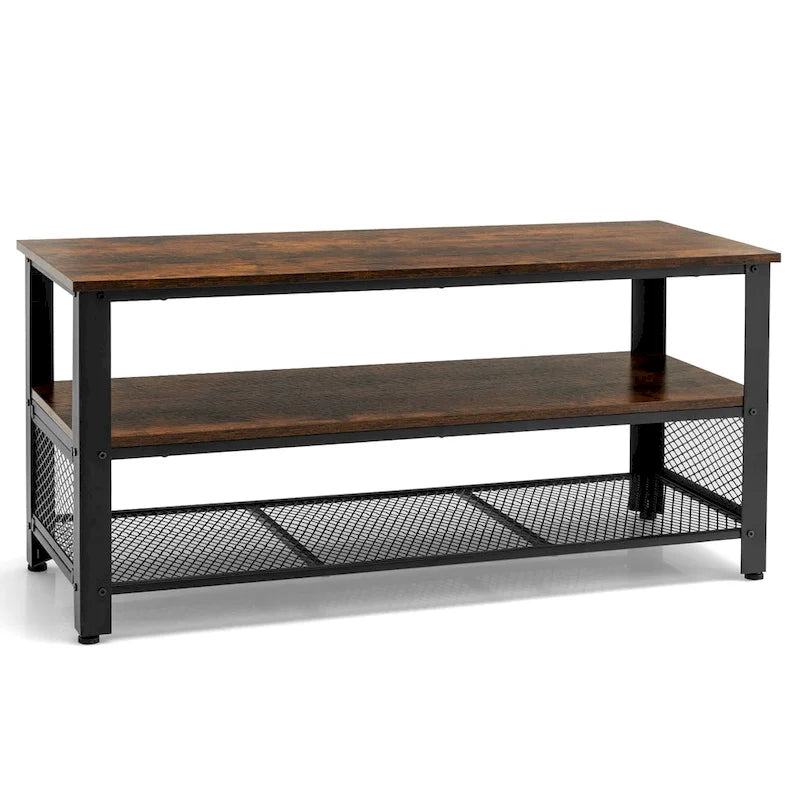 Wood TV Stand up to 50-inch Entertainment Center with Storage Shelves