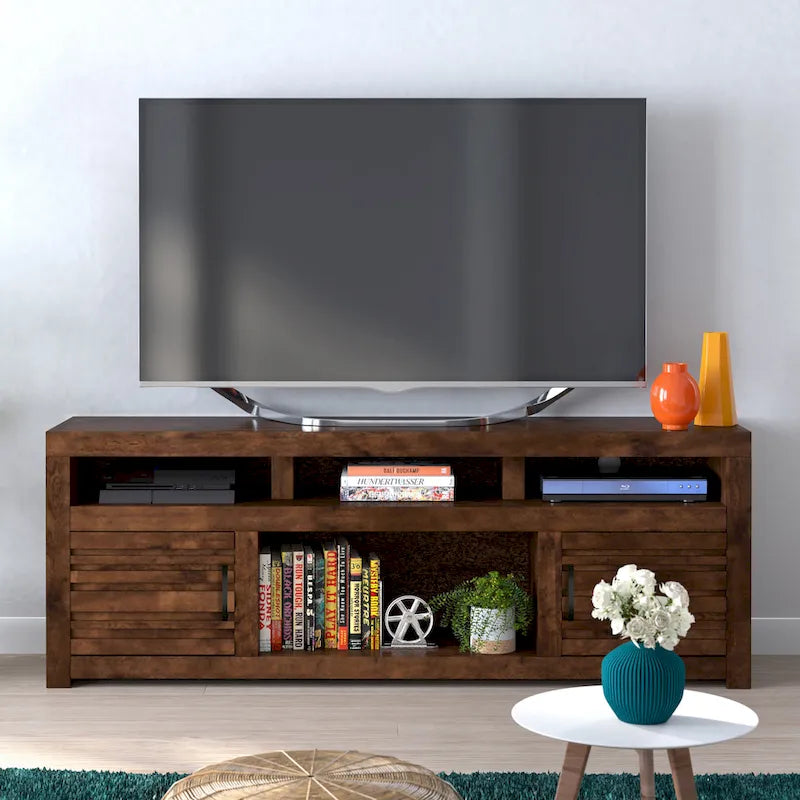 72-inch TV Stand Console for TVs up to 85-inch, No Assembly Required, Whiskey Finish