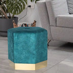 Vanity Stool Hexagon Ottoman Upholstered Footrest Footstool