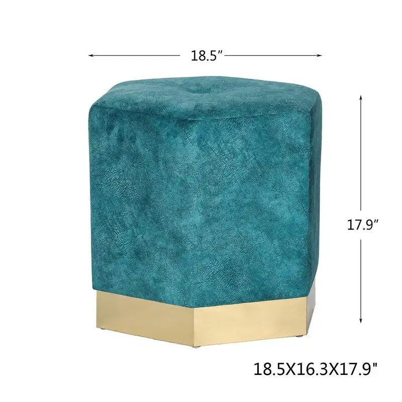 Vanity Stool Hexagon Ottoman Upholstered Footrest Footstool