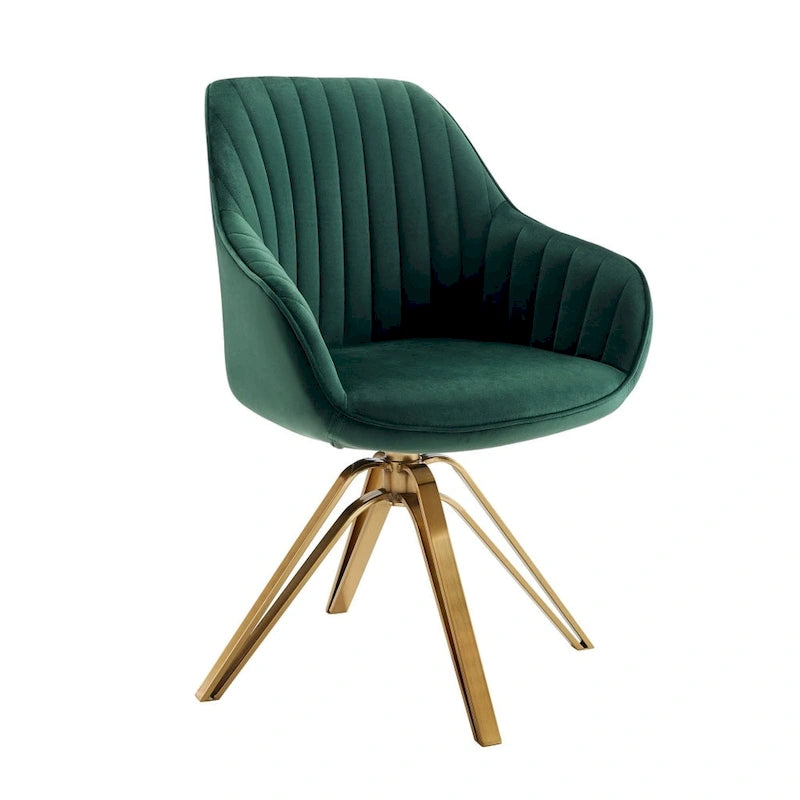 23 Green Velvet and Gold Swivel Armchair - 23
