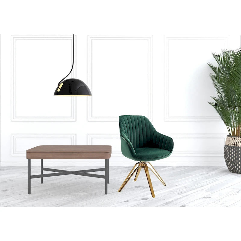23 Green Velvet and Gold Swivel Armchair - 23