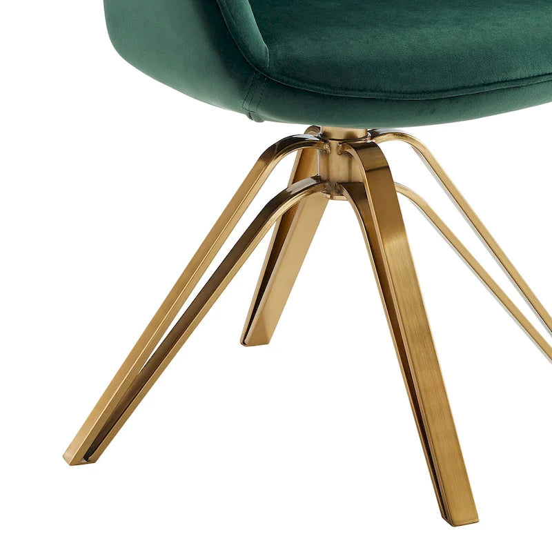 23 Green Velvet and Gold Swivel Armchair - 23