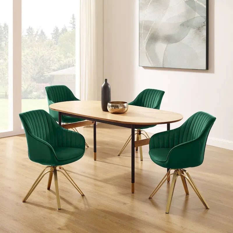 23 Green Velvet and Gold Swivel Armchair - 23