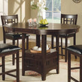 Espresso Extendable Counter-Height Dining Table with Storage Base