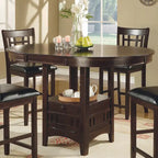Espresso Extendable Counter-Height Dining Table with Storage Base