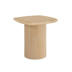 Contemporary Oak-Finished End Table with Sturdy Column Base