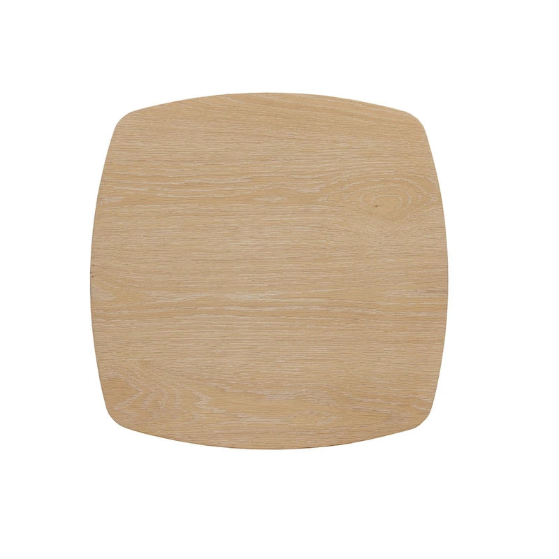 Contemporary Oak-Finished End Table with Sturdy Column Base