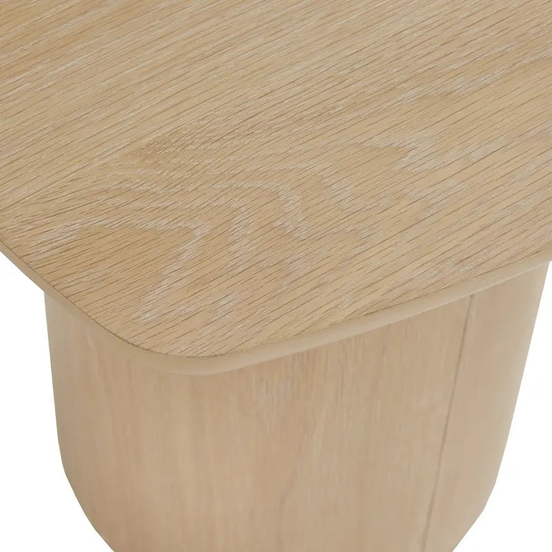 Contemporary Oak-Finished End Table with Sturdy Column Base