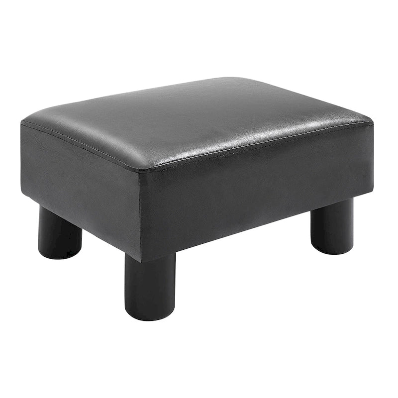 Modern Faux Leather Upholstered Rectangular Ottoman Footrest with Padded Foam Seat and Plastic Legs
