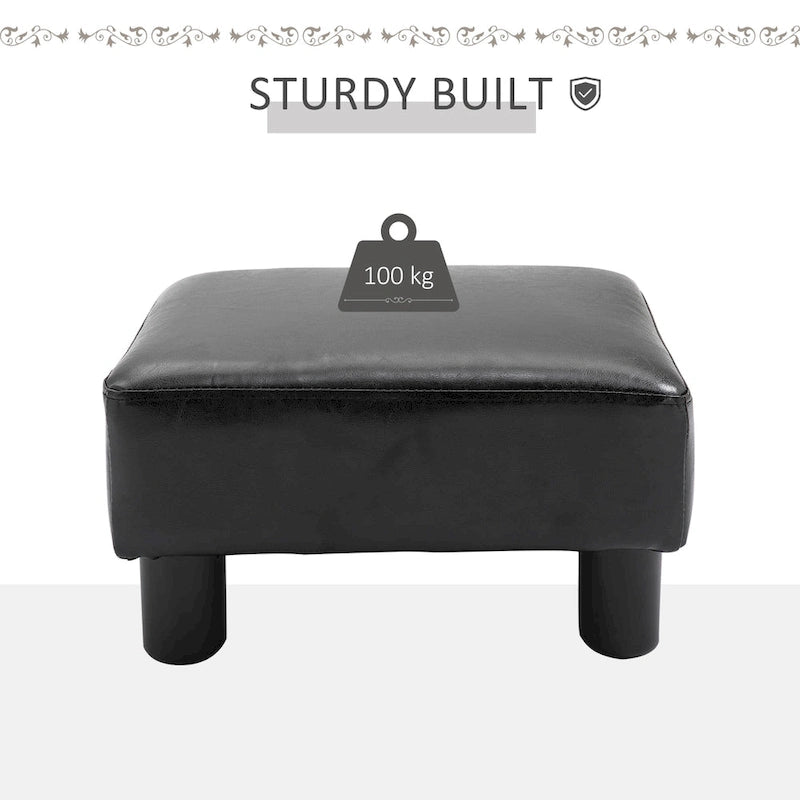 Modern Faux Leather Upholstered Rectangular Ottoman Footrest with Padded Foam Seat and Plastic Legs