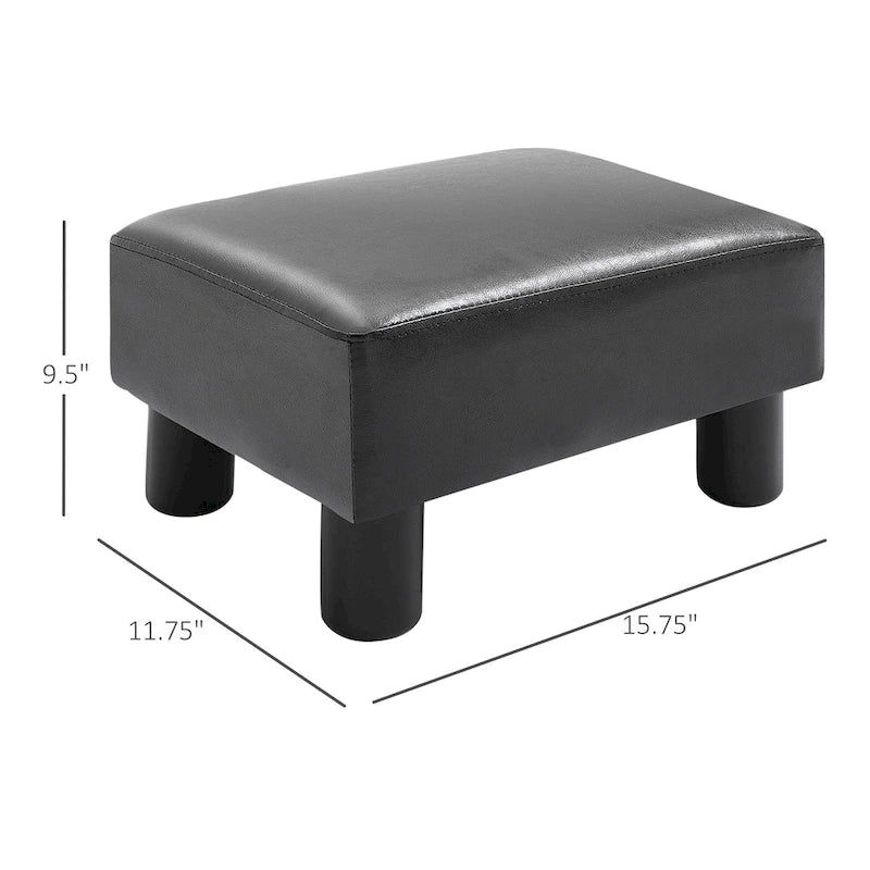 Modern Faux Leather Upholstered Rectangular Ottoman Footrest with Padded Foam Seat and Plastic Legs