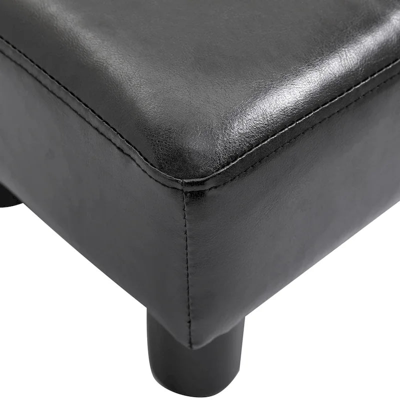 Modern Faux Leather Upholstered Rectangular Ottoman Footrest with Padded Foam Seat and Plastic Legs
