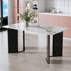White Imitation Marble Rectangular Dining Table - White Marble