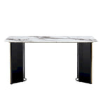 White Imitation Marble Rectangular Dining Table - White Marble
