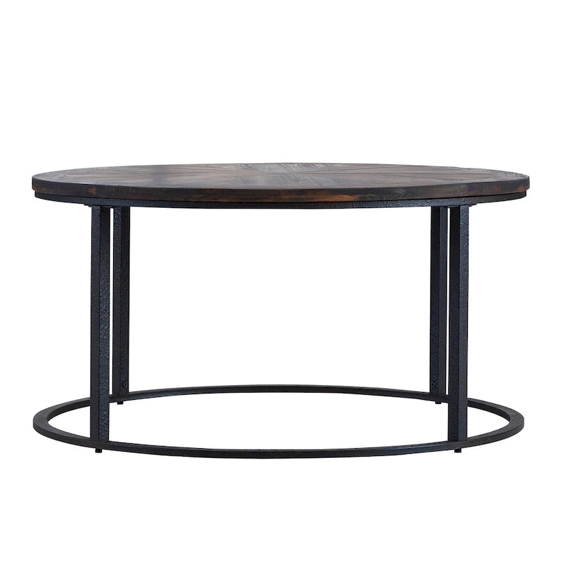 Modern Rustic Farmhouse Reclaimed Wood Round Coffee Table