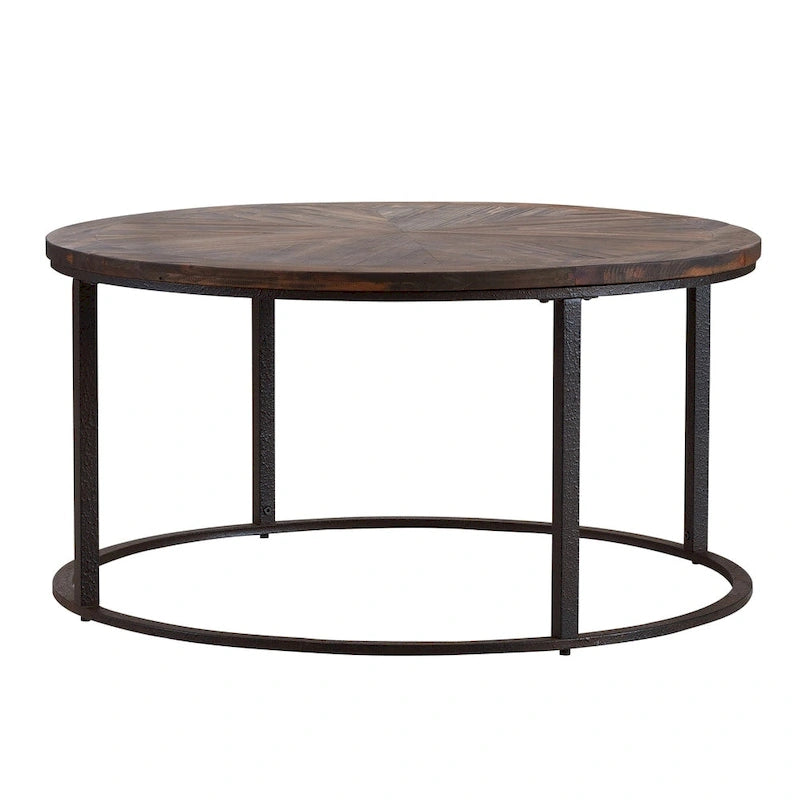 Modern Rustic Farmhouse Reclaimed Wood Round Coffee Table