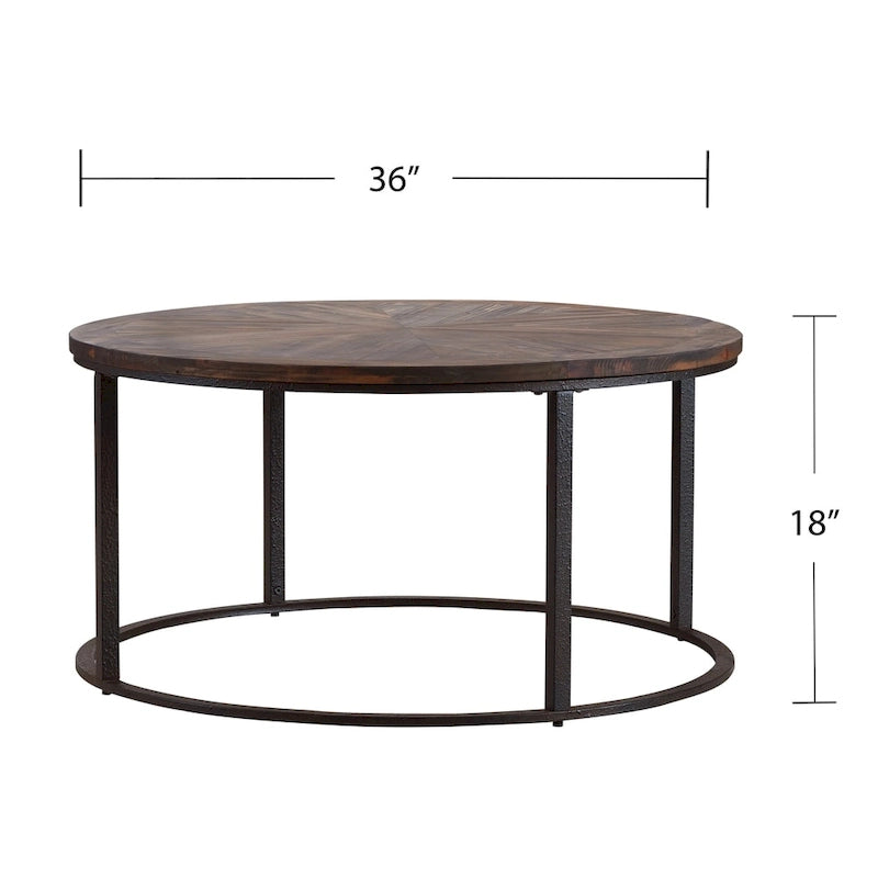 Modern Rustic Farmhouse Reclaimed Wood Round Coffee Table
