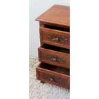 Hand-Carved Wood End Table