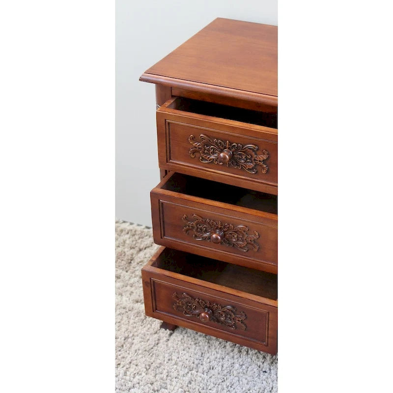 Hand-Carved Wood End Table