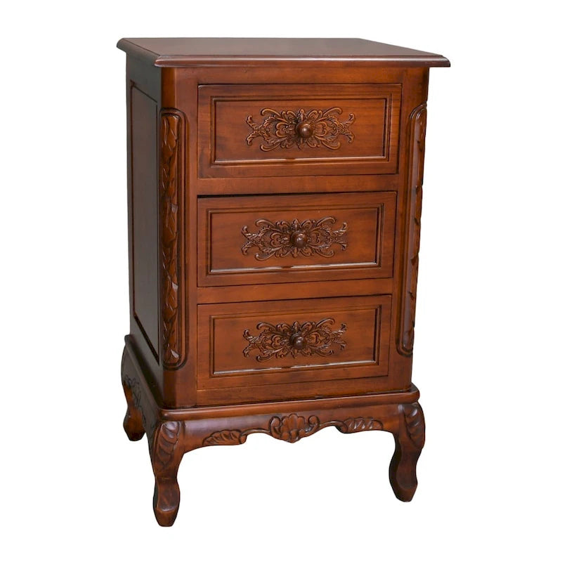 Hand-Carved Wood End Table