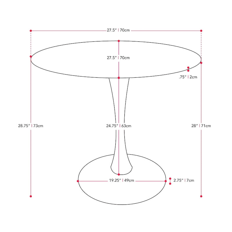 28 Round Bistro Table with Pedestal Base