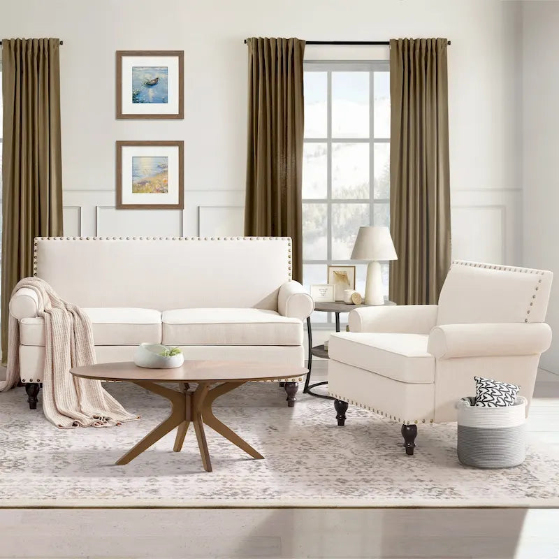 Fabric Armchair and Loveseat Set