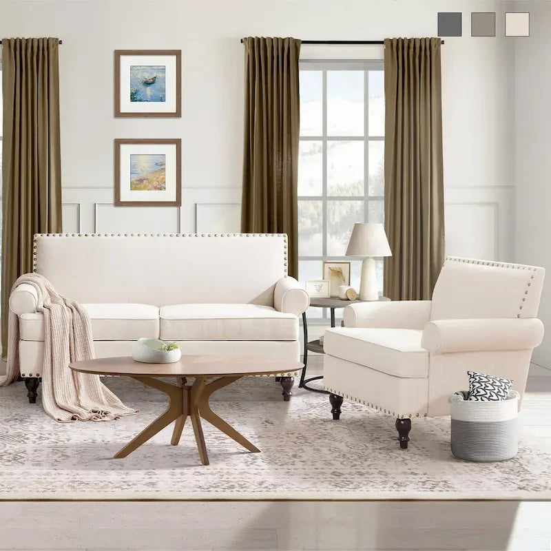 Fabric Armchair and Loveseat Set
