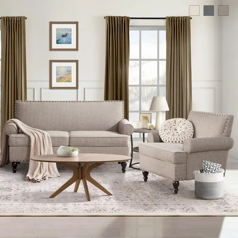 Fabric Armchair and Loveseat Set