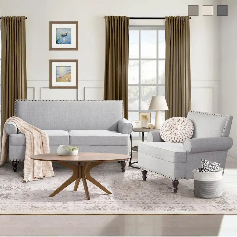 Fabric Armchair and Loveseat Set