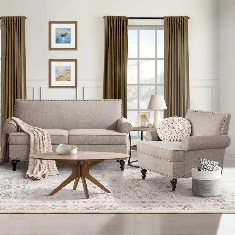 Fabric Armchair and Loveseat Set