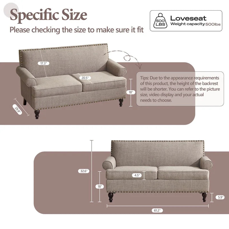 Fabric Armchair and Loveseat Set