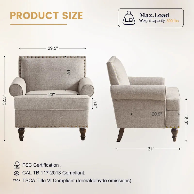 Fabric Armchair and Loveseat Set