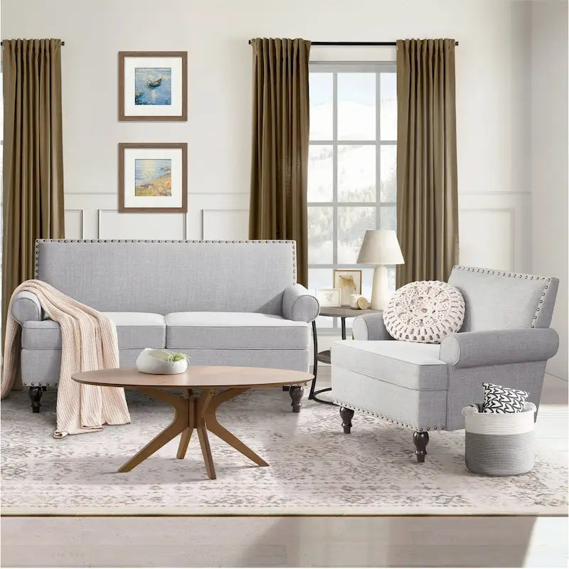Fabric Armchair and Loveseat Set