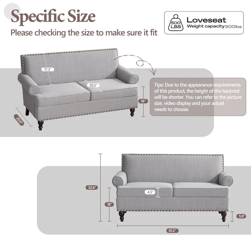 Fabric Armchair and Loveseat Set