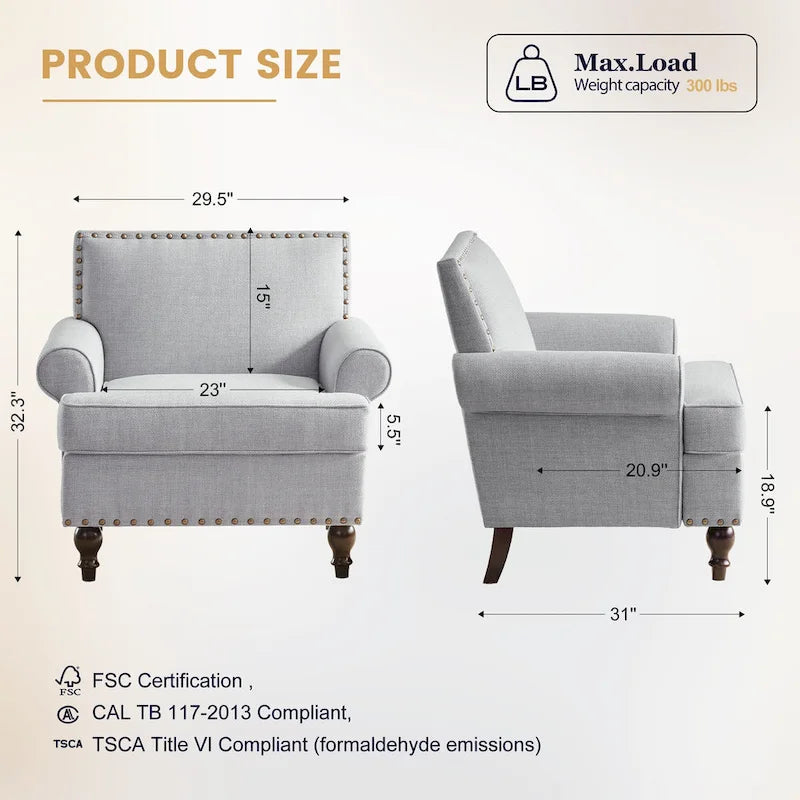 Fabric Armchair and Loveseat Set