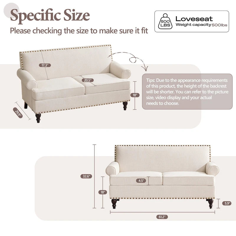 Fabric Armchair and Loveseat Set