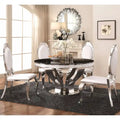 Modern Design Round Chrome Dining Set with Marble Table Top