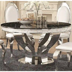Modern Design Round Chrome Dining Set with Marble Table Top
