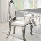 Modern Design Round Chrome Dining Set with Marble Table Top