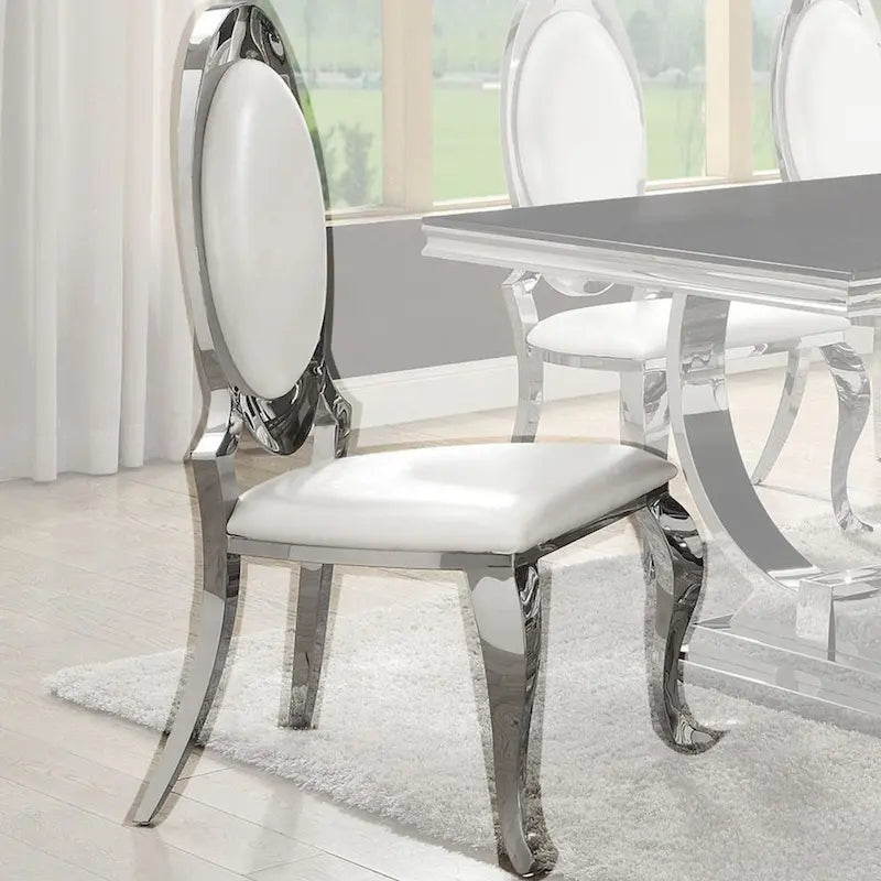 Modern Design Round Chrome Dining Set with Marble Table Top
