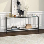 64-Inch Rectangular Console Table with Glass Shelf