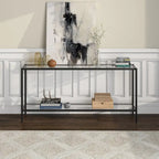 64-Inch Rectangular Console Table with Glass Shelf