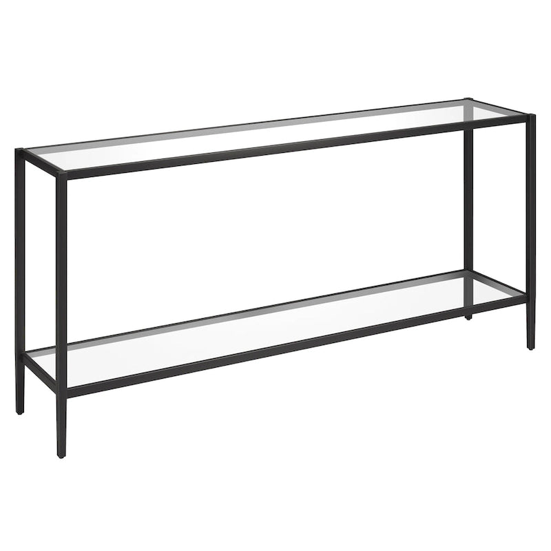 64-Inch Rectangular Console Table with Glass Shelf