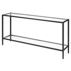 64-Inch Rectangular Console Table with Glass Shelf