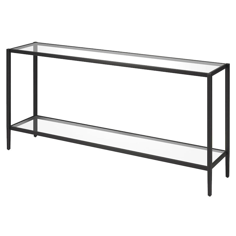 64-Inch Rectangular Console Table with Glass Shelf